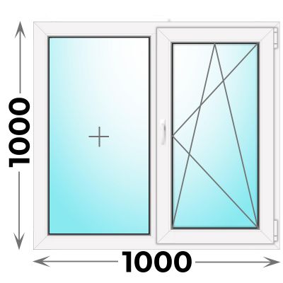 Пластиковое окно MELKE 1000x1000 двухстворчатое