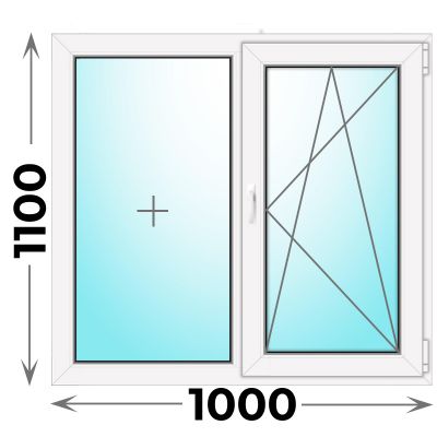 Пластиковое окно MELKE 1000x1100 двухстворчатое