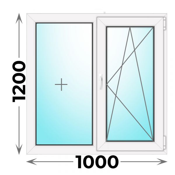 Пластиковое окно MELKE 1000x1200 двухстворчатое