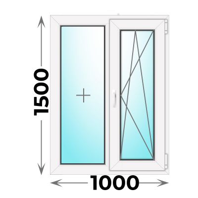 Готовое пластиковое окно двухстворчатое 1000x1500 (REHAU)