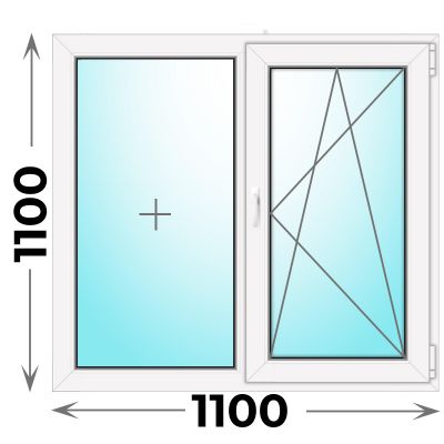 Пластиковое окно MELKE 1100x1100 двухстворчатое
