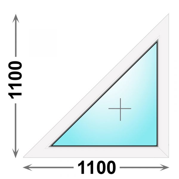Треугольное пластиковое окно MELKE 1100x1100 глухое левое