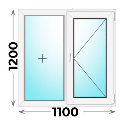 Пластиковое окно двухстворчатое 1100x1200 (KBE)