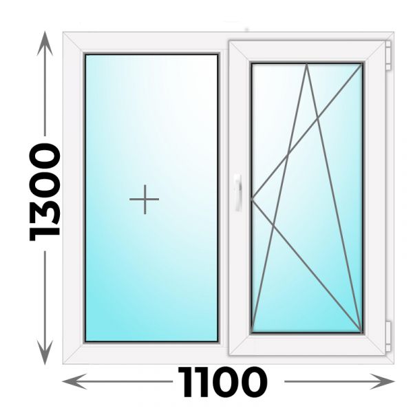 Пластиковое окно Veka WHS 1100x1300 двухстворчатое