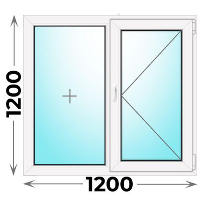 Пластиковое окно двухстворчатое 1200x1200 (KBE)