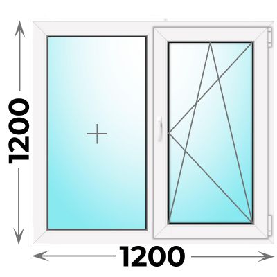 Готовое пластиковое окно двухстворчатое 1200x1200 (REHAU)