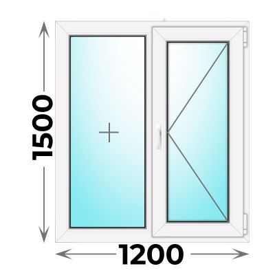 Пластиковое окно двухстворчатое 1200x1500 (KBE)