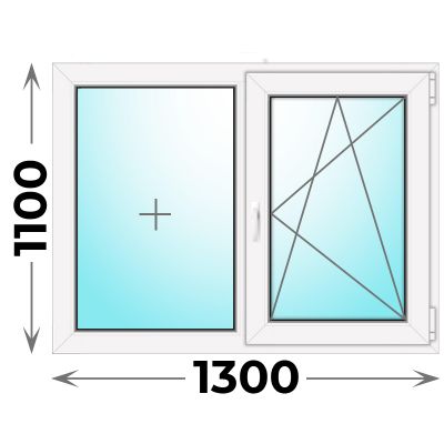Пластиковое окно MELKE 1300x1100 двухстворчатое