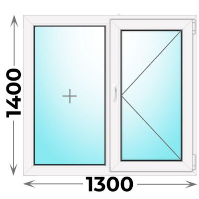 Пластиковое окно двухстворчатое 1300x1400 (KBE)
