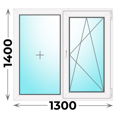 Готовое пластиковое окно двухстворчатое 1300x1400 (REHAU)