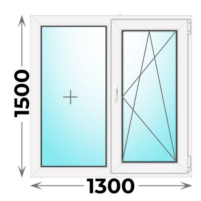 Пластиковое окно MELKE 1300x1500 двухстворчатое