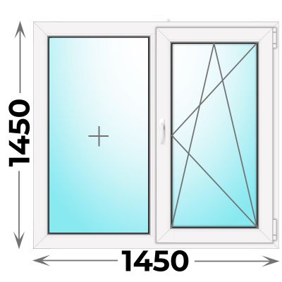 Готовое пластиковое окно двухстворчатое 1450x1450 (REHAU)