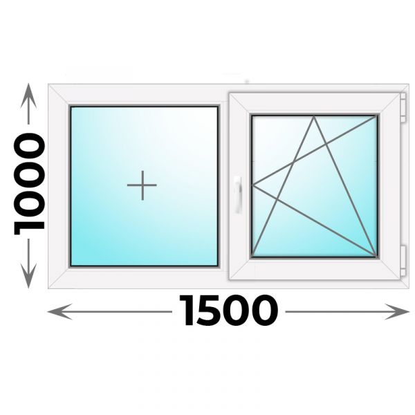 Пластиковое окно MELKE 1500x1000 двухстворчатое