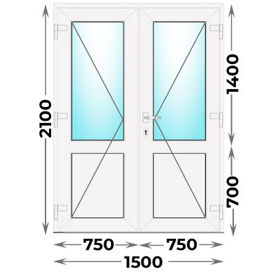 Дверь пластиковая входная  1500x2100 алюминиевый порог (Novotex)
