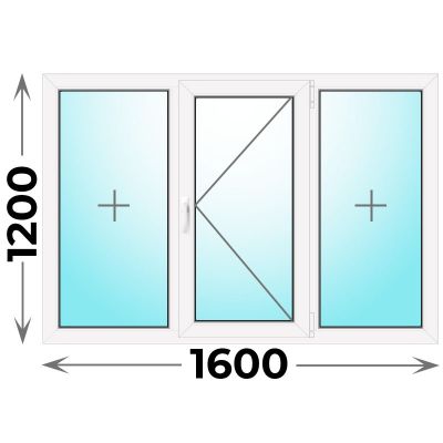 Пластиковое окно трехстворчатое 1600x1200 (KBE)