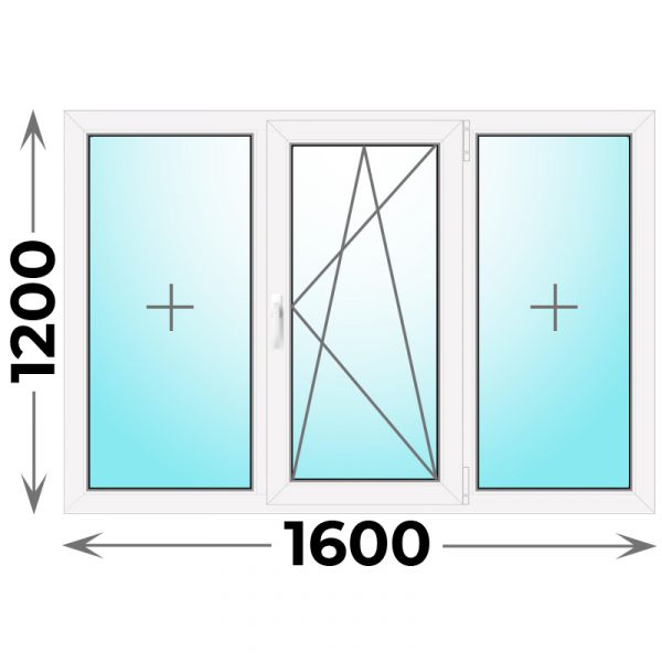 Готовое пластиковое окно трехстворчатое 1600x1200 (REHAU)
