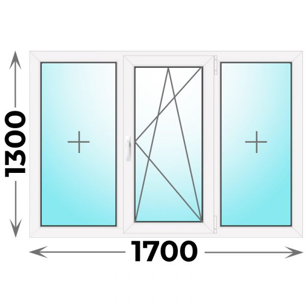 Пластиковое окно MELKE 1700x1300 трехстворчатое