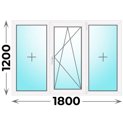 Готовое пластиковое окно трехстворчатое 1800x1200 (REHAU)