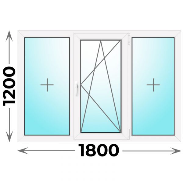 Готовое пластиковое окно трехстворчатое 1800x1200 (REHAU)