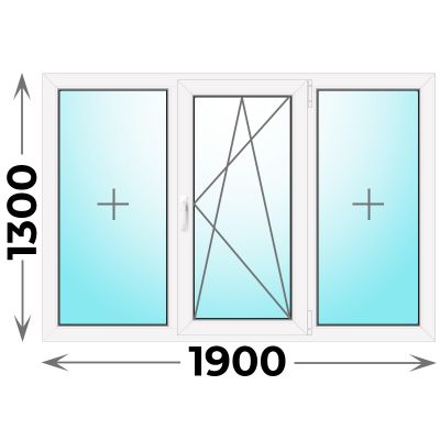 Пластиковое окно Veka WHS 1900x1300 трехстворчатое