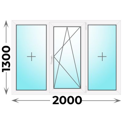 Пластиковое окно MELKE 2000x1300 трехстворчатое
