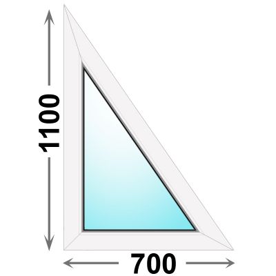 Треугольное пластиковое окно MELKE 700x1100 глухое правое