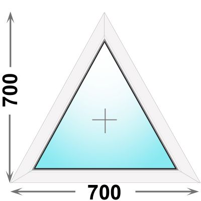 Треугольное пластиковое окно MELKE 700x700 глухое