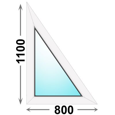 Треугольное пластиковое окно MELKE 800x1100 глухое правое
