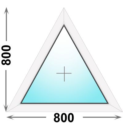 Треугольное пластиковое окно MELKE 800x800 глухое