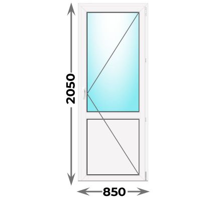 Дверь пластиковая межкомнатная правая 850x2050 со стеклом Порог Алюминий (Novotex)
