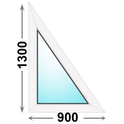 Треугольное пластиковое окно MELKE 900x1300 глухое правое