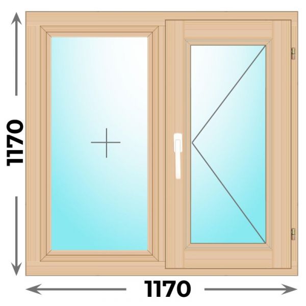 Деревянное окно двухстворчатое 1170х1170