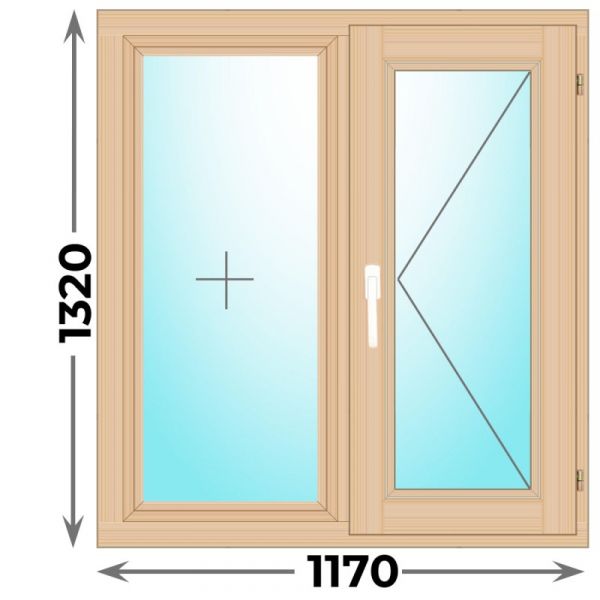 Деревянное окно двухстворчатое 1170x1320