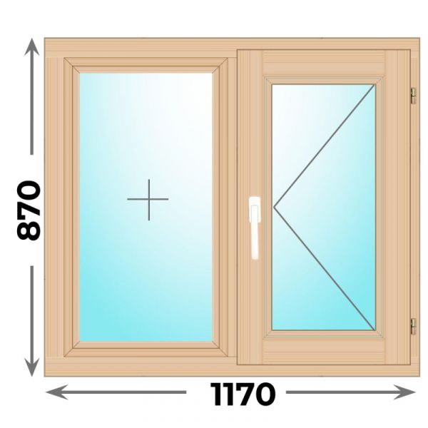 Деревянное окно двухстворчатое 1170x870