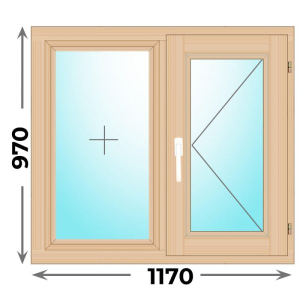 Деревянное окно двухстворчатое 1170х970