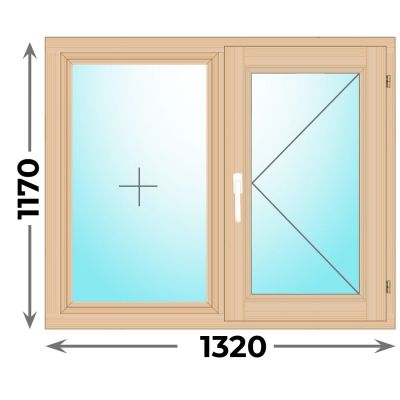 Деревянное окно двухстворчатое 1320x1170