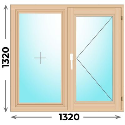 Деревянное окно двухстворчатое 1320x1320