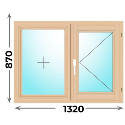 Деревянное окно двухстворчатое 1320x870