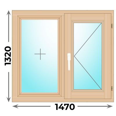Деревянное окно двухстворчатое 1470x1320