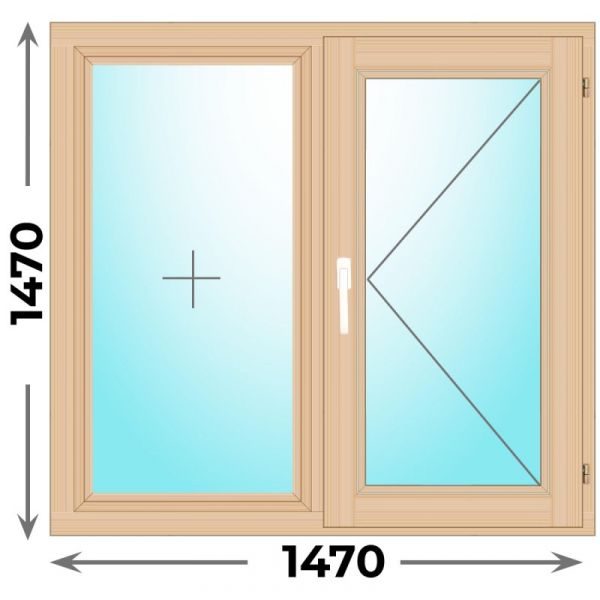 Деревянное окно двухстворчатое 1470x1470