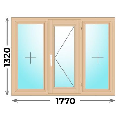 Деревянное окно трехстворчатое 1770x1320