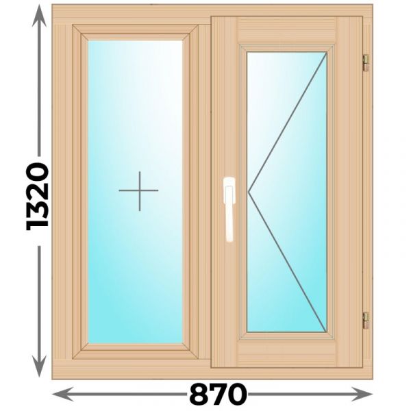 Деревянное окно двухстворчатое 870x1320
