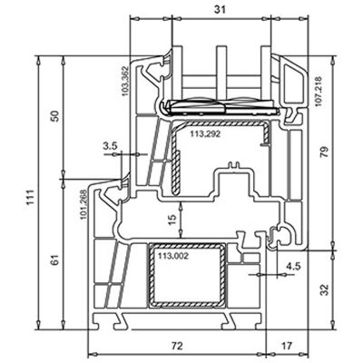 Пластиковое окно Veka WHS 72 глухое 800x800